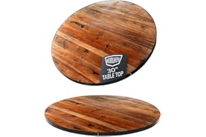HEIRLOUM Reclaimed Wood Table Top - Rustic Recycled Wooden Piece Perfect for Signs, Kitchens, Dining and Coffee Table Tops (Reclaimed Wood Table Top with Metal Edge, 30” Round)