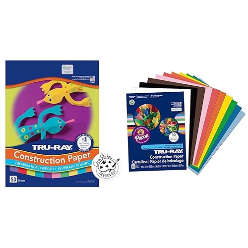 Tru-Ray Construction Paper, 10 Vibrant Colors, 9" x 12", 50 Sheets & Construction Paper P103031, 10 Classic Colors, 9" x 12", 50 Sheets