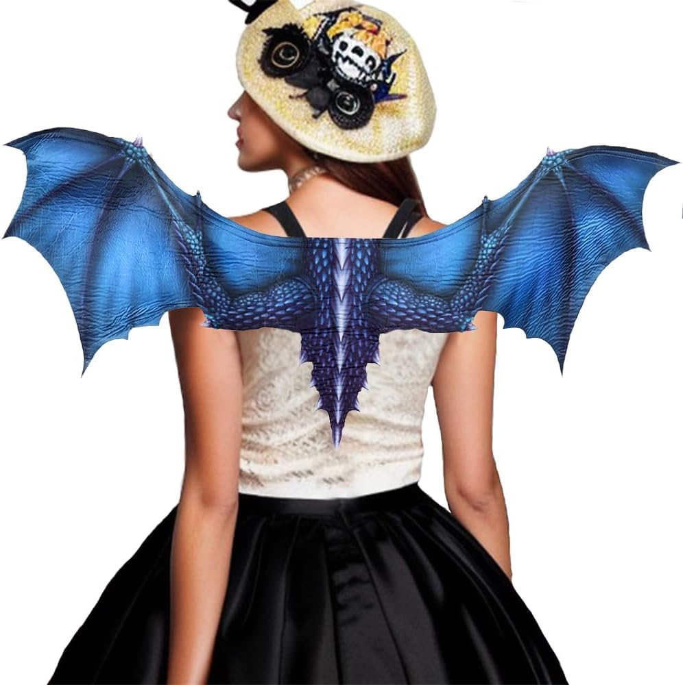 ZHER-LU Dragon Costume Wings Dragon Cape Wings for Adult, Halloween Mardi Gras Cosplay Accessory for Adult (Blue) โ image 1