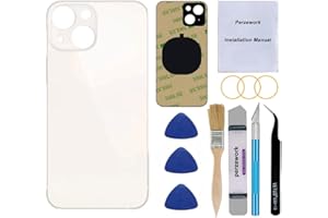 Perzework OEM Rear Back Glass Replacement (White) Compatible with iPhone 13 6.1 inches All Carriers with Pre-Installed Adhesive and Repairing Tool Kits