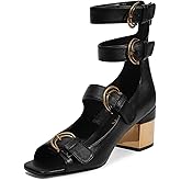 LOCERICH Womens Heeled Sandals Chunky Block Heels Open Toe Strappy Comfortable Ankle Strap Gold Low Heel Dress Shoes for Women