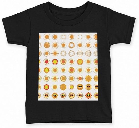 Amazon Igsticker プリント Tシャツ キッズ 子供 100 サイズ Size おしゃれ クルーネック 黒 ブラック T Shirt その他 太陽 アイコン 顔 Tシャツ カットソー 通販