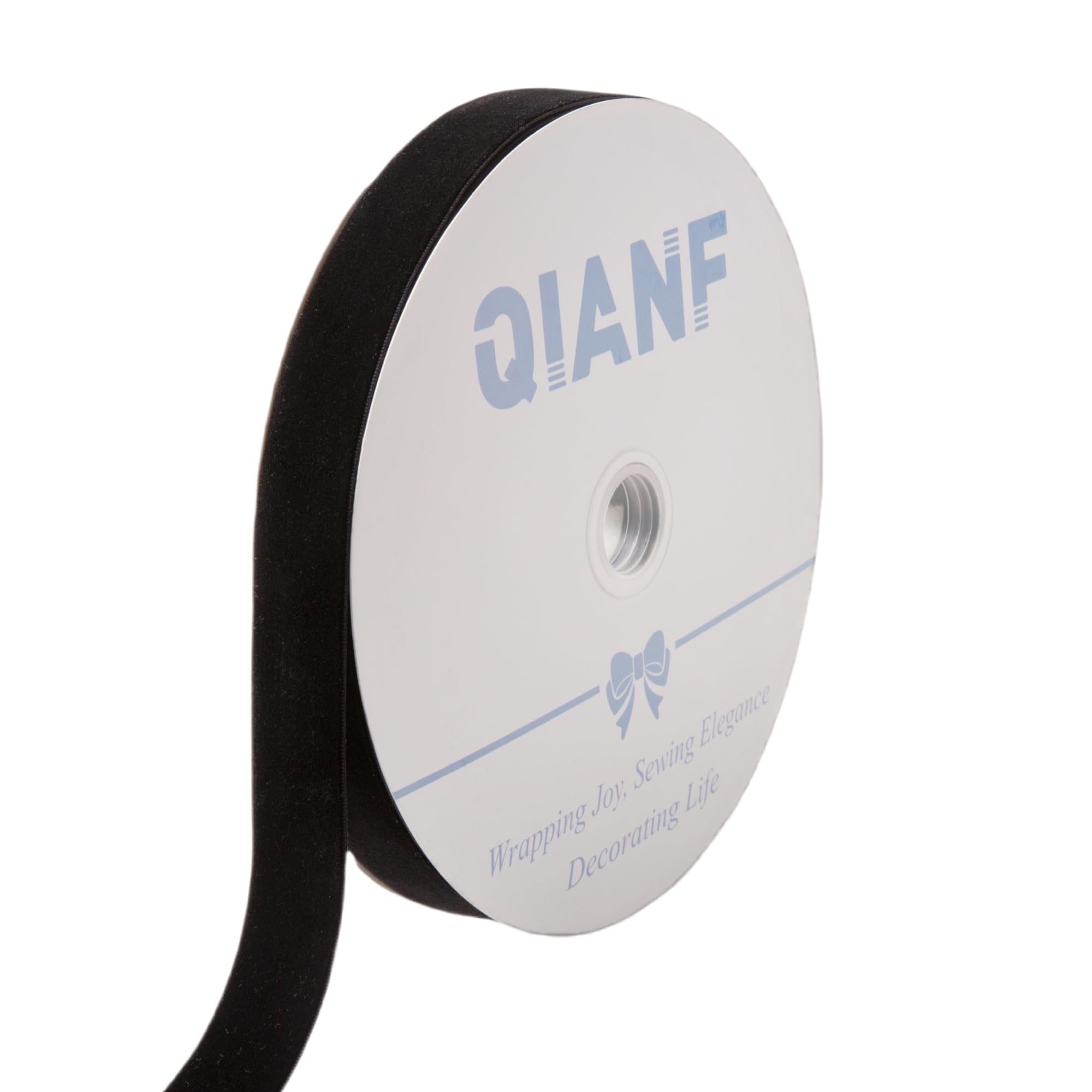 QIANF Vintage Black Velvet Ribbon, 1 Inch X 25Yd