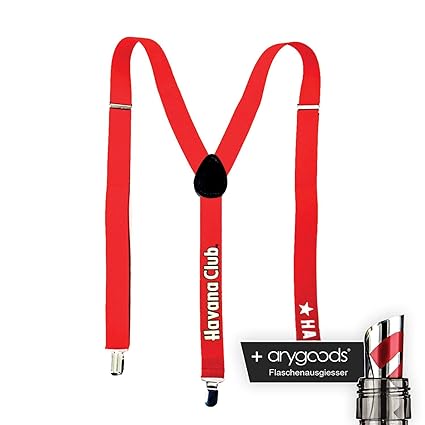 Havana Club Hosenträger Herren Kleidung Glas Gläser Gastro Bar NEU + anygoods Flaschenausgiesser