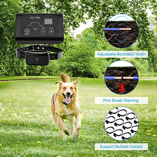 COVONO Electric Dog Fence,In Ground Pet Containment System for 1 Dog(Underground/Aboveground,Waterproof/Rechargeable Collar,Static/Tone Correction)