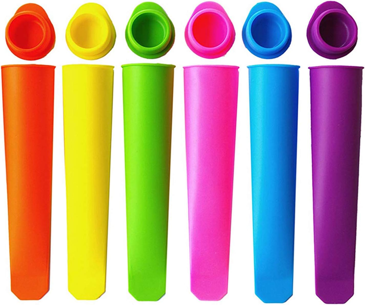 Colorful Silicone Ice Pop Mold Set ,Popsicles Mould with Lid DIY Ice Cream Makers Push Up Ice Cream Jelly Lolly Pop For Popsicle -6pcs