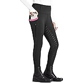 FitsT4 Sports Girls Riding Pants Full Seat High Waist Kids Equestrian Breeches Horse Schooling Tights Zipper Pockets