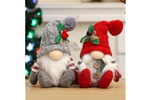 HEPOVER Christmas Gnome Decoration Plush with Gingerbread Pinecone Ponytail，Nordic Handmade Xmas Scandinavian Tomte，Resin Tree Centerpieces for Desk Shelf Fireplace Winter Holiday Christmas Decor