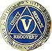RecoveryChip 5 Year Reflex Blue Gold Plated AA Medallion Alcoholics Anonymous Sobriety Chip