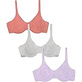 Fruit of the Loom Women's Multi-Pack Unlined Underwire Cotton Bra