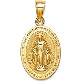 JewelryWeb 14k Solid Yellow Gold Polished Virgin Mary Pendant Necklace 21.5x11.3mm Wide Pendant for Women