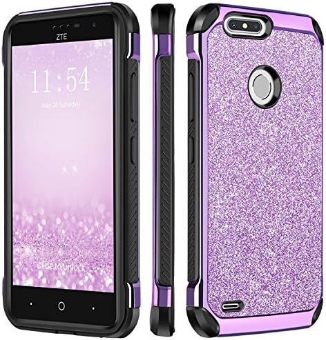 ZTE Blade Z Max Case, ZTE Sequoia Case, ZTE ZMax Pro 2 Z982 Case, BENTOBEN Glitter Bling Shockproof Hybrid Hard PC Soft TPU Protective Phone Case for ZTE Blade Z Max/Zmax Pro 2/Sequoia, Purple