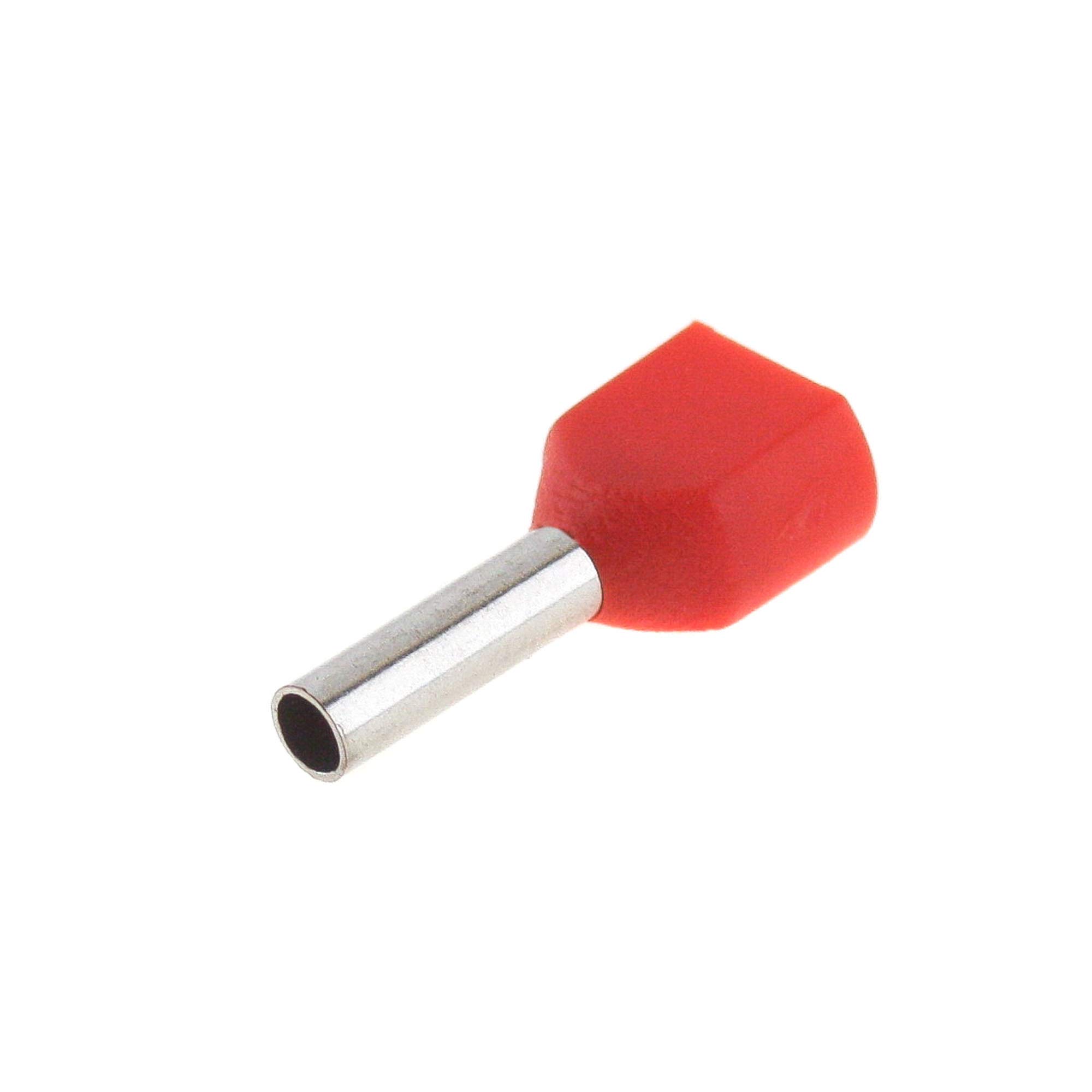 SeKi 14220 Twin Wire End Ferrules 2 x 1.0 mm² Red Pack of 100 Twin Wire End Ferrules 1.0 mm² — image 1