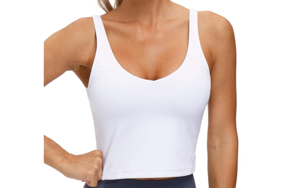 THE GYM PEOPLE Women’s Longline Sports Bra Wirefree Padded Medium Support Yoga Bras Gym Running Workout Tank Tops