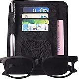 ZATOOTO Car Sun Visor Organizer Black, Sunglass Holder Pen Card Holder Pocket Organizer Registration Document Holder Auto Int