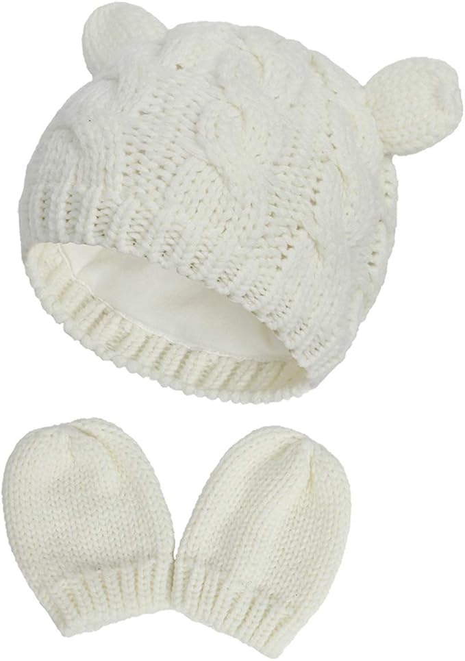 baby girl winter hat and mitten set