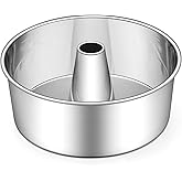 E-far Angel Food Cake Pan, 10-Inch Stainless Steel Tube Pan for Baking Pound Chiffon Cake, One-piece Design & Non-toxic, Dishwasher Safe