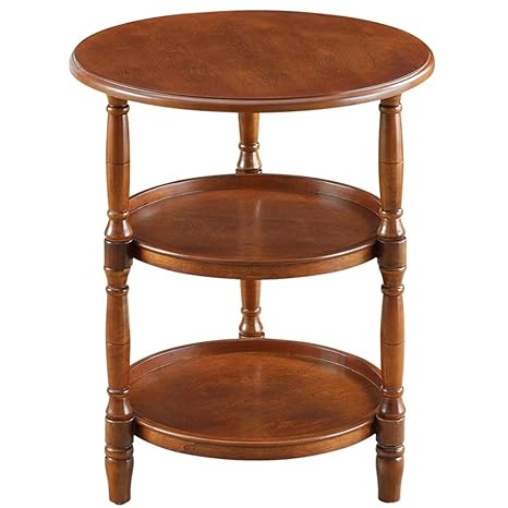 Amazon Com Dww Round Coffee End Table With 2 Layers Storage Shelf