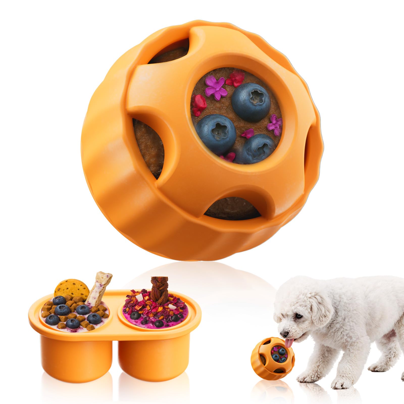Photo 1 of Frozen Dog Treats Toy to Keep Them Busy, Cognitive Dog Enrichment Toys,Interactive Toys Long Lasting, Easy to Clean (Orange)
