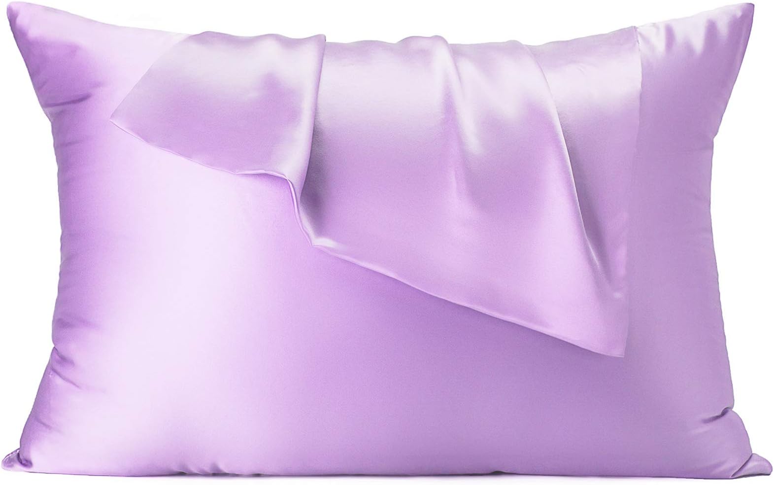 Jaciu 100% Silk Pillowcase for Hair and Skin, Both Side Mulberry Silk Pillowcase 21 Momme 600TC with Hidden Zipper Hypoallergenic Soft and Breathable（Light Purple, Queen: 20"x30"）
