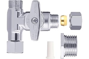 YELEAH Tee Stop Valve 3/8 X 3/8 X 3/8 Or 1/2 Inch bidet T Connector Valve Adapter Tee Connector Adapter For Connector TOTO Washlet Bidet,Handheld Bidet Sprayer,Toilet Tank,Dishwasher