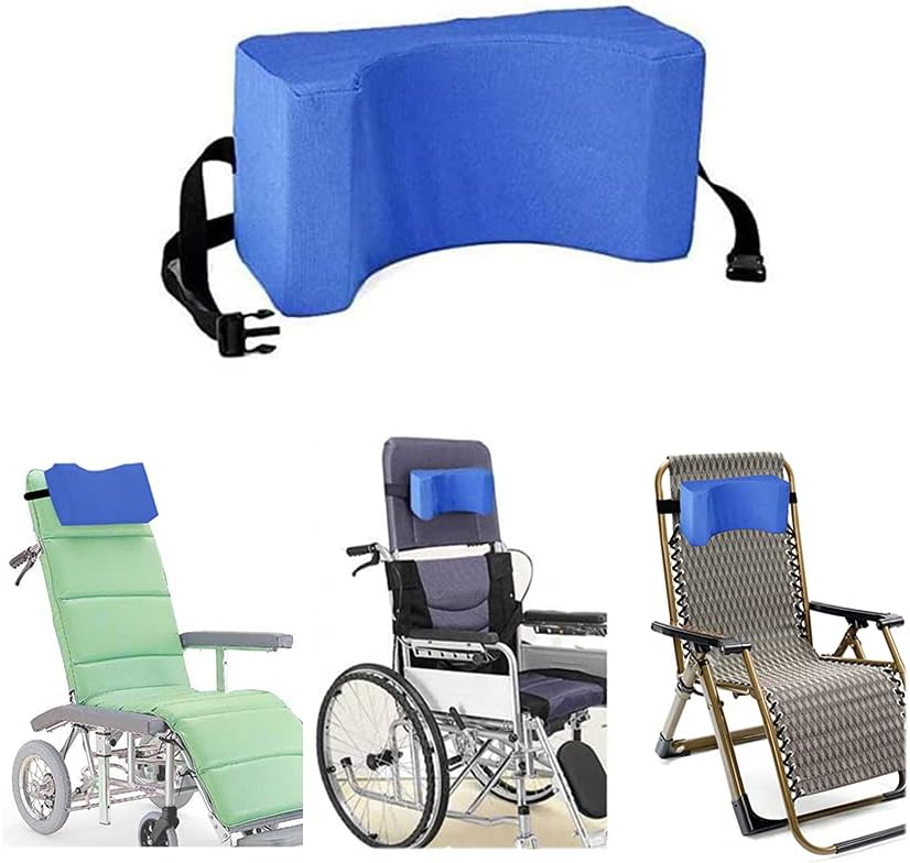 AOSSA Wheelchair Headrest Head Neck Support Chair Attachment Positioner Lightweight Backrest Pillow Accessories for Adults Single Sofa Recliner High Back Reclining Geri Cushion Wheelchairs (Blue): Health & Personal Care