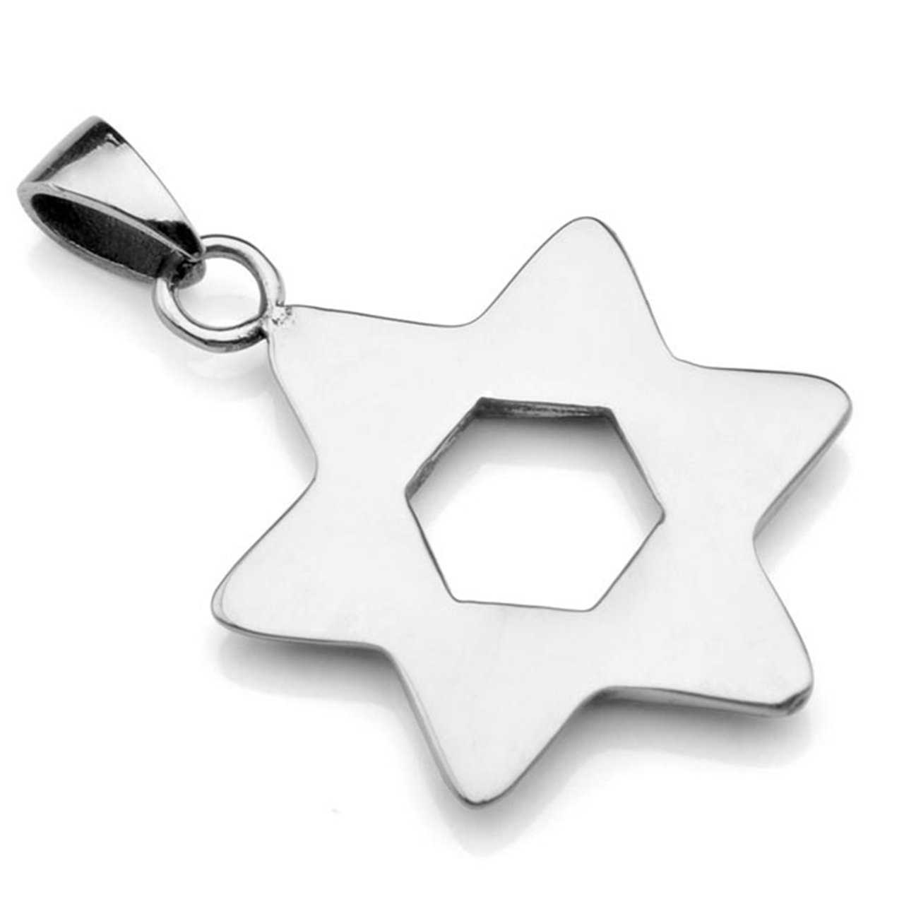 JOVIVI Anhänger Punk Edelstahl Retro David-Stern Anhänger mit 55cm Kette, Halskette für Damen & Herren, Silber