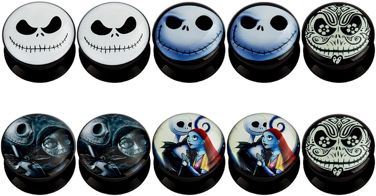 KUBOOZ (5 Pares Sonrisa-Cráneo acrílico Tapones para los oídos Túneles calibradores Camilla Piercings