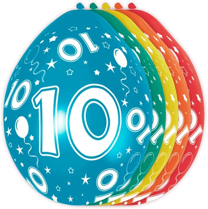 Ballons D Anniversaire 10 Ans 5 Pieces Amazon Fr Jeux Et Jouets