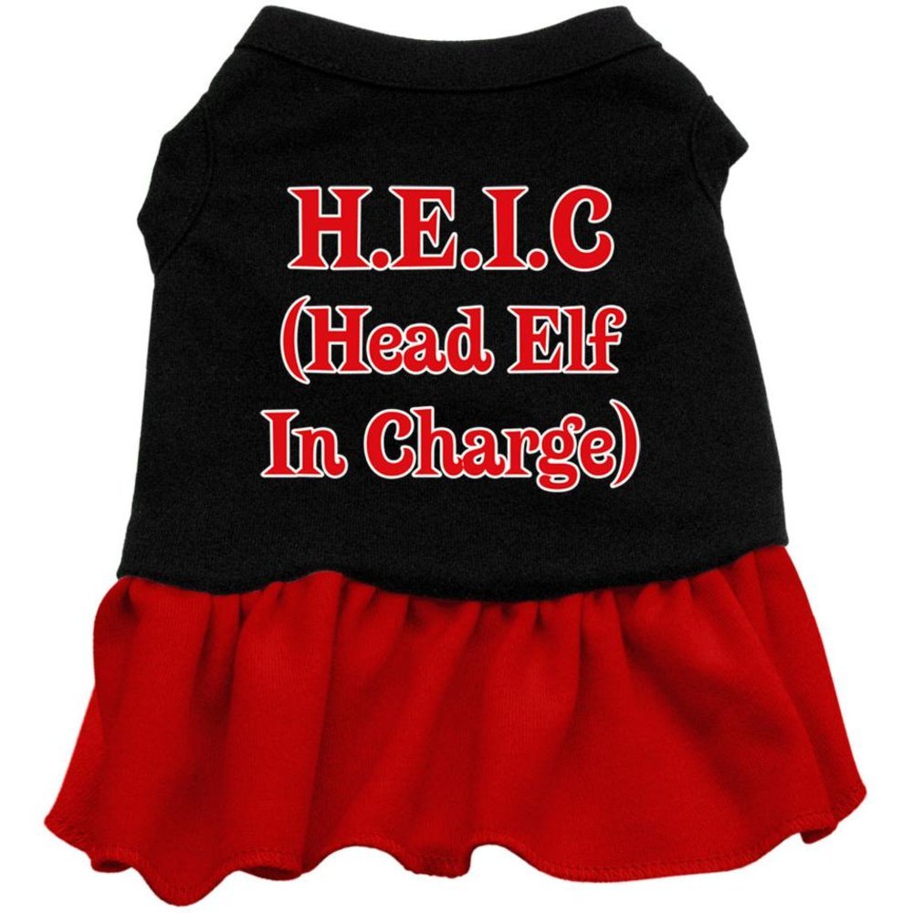 Mirage Head ELF in Charge Screen Print Dress, X-Small, Black/Red