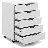 SILKYDRY 5 Drawers Filing Cabinet, Vertical File Cabinet for Home Office, Mobile Under Desk Drawer Organizer with Wheels, Rol