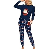 KFUBUO Christmas Pajamas for Women Flannel Pjs Set Two Piece Sleepwear Loose Nightwear Soft Long Sleeve Top with Pants