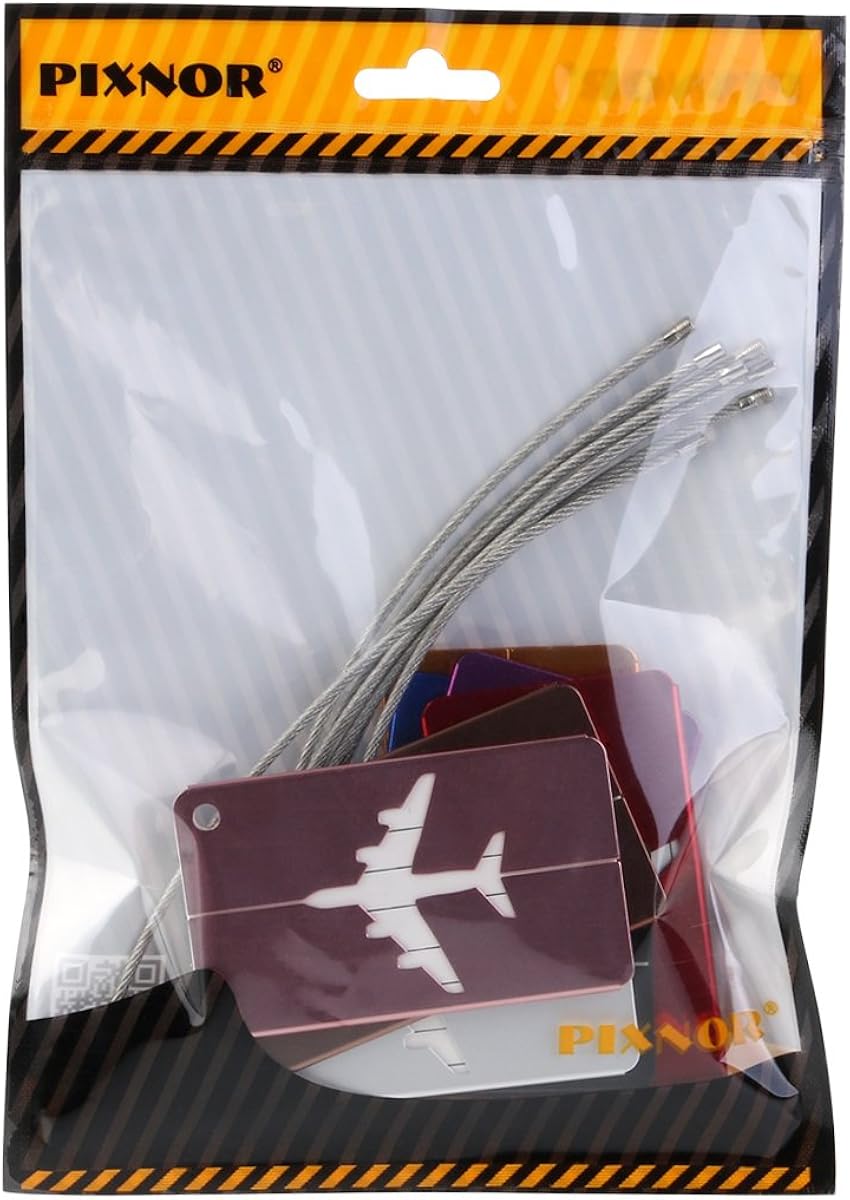 PIXNOR PIXNOR Metal Travel Luggage Tags Suitcase Tags with Strings Pack of 8, As Shown, 7.5cm4.5cm: Clothing