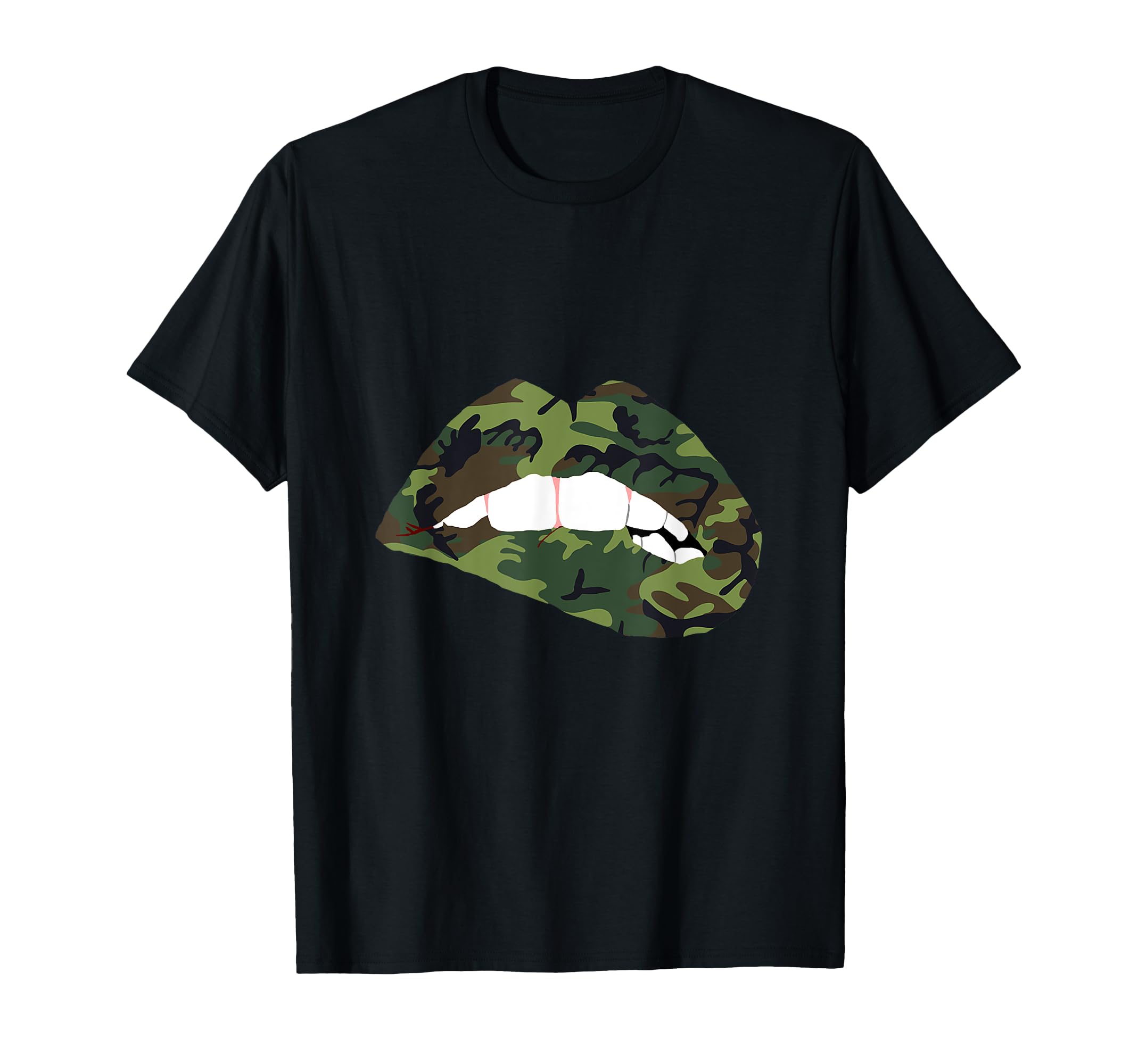 Camouflage Lips Camo Lipstick Kiss Mouth Army T-Shirt