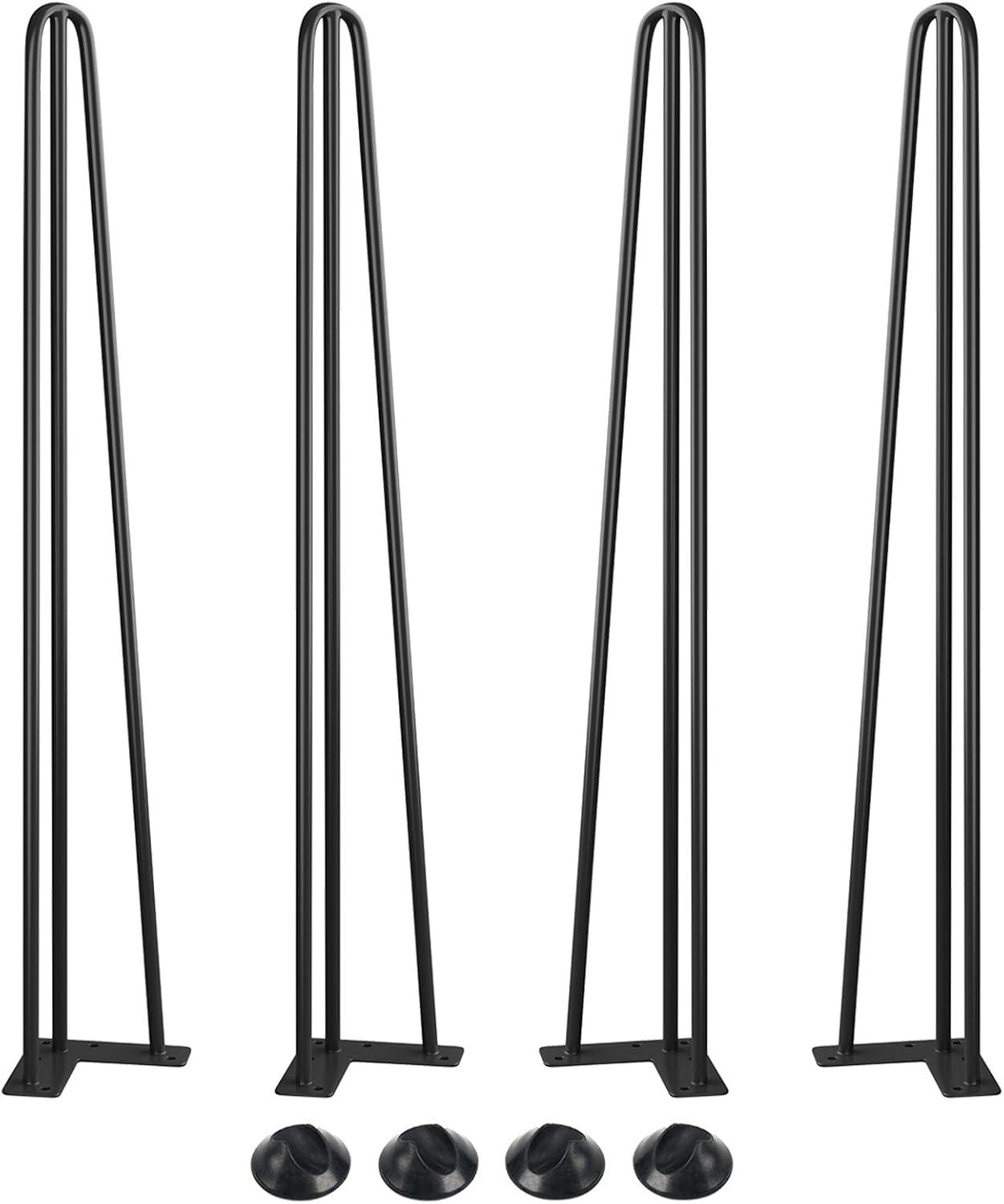 SMARTSTANDARD 34" Heavy Duty Hairpin Coffee Table Legs（Set of 4). Metal Home DIY Projects for Furniture, with Rubber Floor Protectors, Bright Black