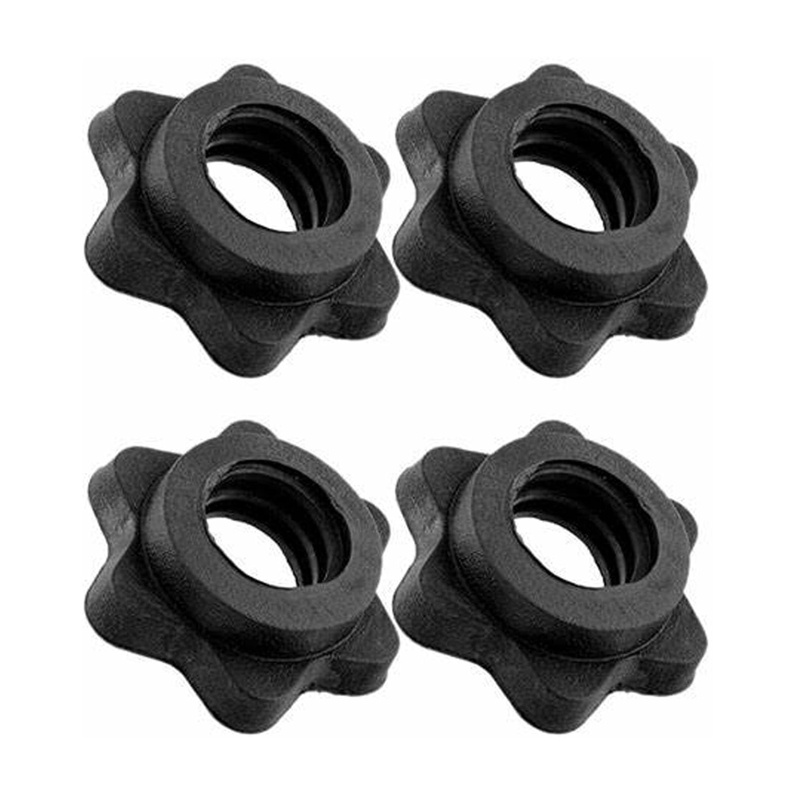 4Pcs Dumbbell Hex Nut Dumbbell Clips Barbell Spin-Lock Collars Screw for Dumbell Weight Lifting Fitness Training(Black)