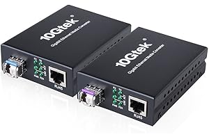 IPOLEX A Pair of Bidi Gigabit Single-Mode LC Fiber to Ethernet Media Converter, with BiDi SFP LX Module, 1310nm/1550nm, SMF, up to 20-KM, 1.25G Fiber Media Converter,1000Base-LX to 10/100/1000Base-TX