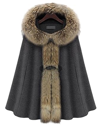 Queenshiny® Damen Wolle und Kaschmir Mantel Jacken Poncho Cape Mit Kapuze