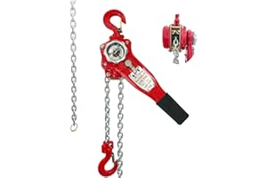 SENOTOYAR Lever Chain Hoist 1700LBS Capacity 10FT Manual Ratchet Chain Puller Hoist with 2 Hooks for Open-Air and Unpowered Operations (1700Lbs*5Ft/0.75T*1.5M)
