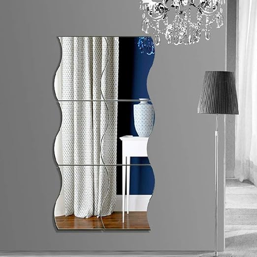Lesai Espejo Pared Flexible 6pcs Forma Ondulada Espejos De Pared