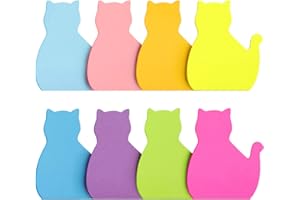 SIMONA Cat Shape Sticky Notes 8 Color Bright Colorful Sticky Pad 75 Sheets/Pad Self-Sticky Note Pads (8 Pads)