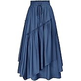 Scarlet Darkness Long Skirts for Women Renaissance Costume Pirate Maxi Skirt Plus Size with Pockets
