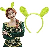 Ncozwo Cute Green Plush Animal Ears Horns Headband Alien Ogre Hair Hoop Monster Ear Headwear for Halloween Cosplay Party