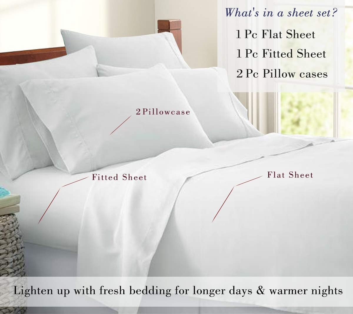Mayfair Linen 100% Egyptian Cotton Sheets, Ivory Queen Sheets Set, 600 Thread Count Long Staple Cotton, Sateen Weave for Soft and Silky Feel, Fits Mattress Upto 18'' DEEP Pocket: Home & Kitchen