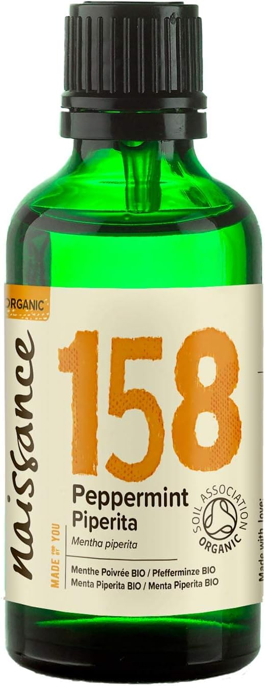 Naissance Organic Peppermint (Piperita) Essential Oil (No. 158), 50ml, Pure, Natural, Certified Organic, Cruelty Free