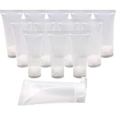 20Pcs 0.5oz(15ml) Plastic Flip Split Cosmetic Squeeze Bottle Refillable Empty Squeeze Soft Tube Travel Size Toiletry Containers for Shampoo Facial Cleaning Shower Gel (Clear)