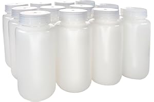 EISCO - 500mL Sterile Wide Mouth HDPE Reagent Bottles with Polypropylene Caps, Pack of 12, Non-Autoclavable, Translucent Labo