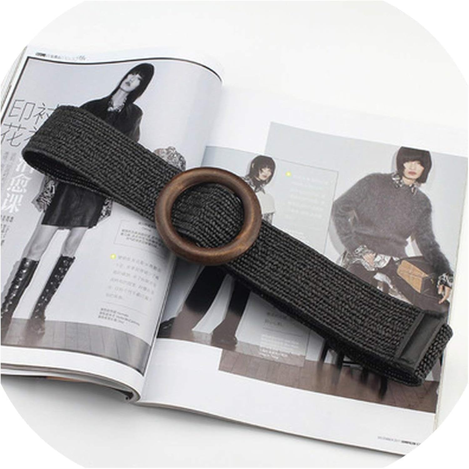 Spring Summer Dress Decorative Belt Wood Buckle Women Simple Wild Elastic Braided Bohemian Weaving Accessories
