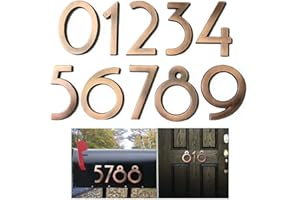 Diggoo 10 Pack Mailbox Numbers 0-9, 2.76 Inch High, Door Address Numbers Stickers for Apartment, House, Room, Office, Cars, Trucks, Bronze Plating Process Number Sign