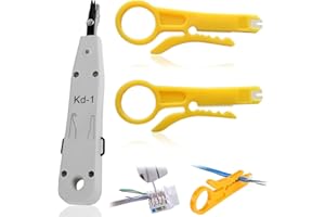 FEELGLAD 3 PCS Professional Punch Down Tool, Impact Terminal Insertion Tools with Wire Stripper Combo, Suitable for Phone Cable Socket, Telecom Cables & Network Wire Installation